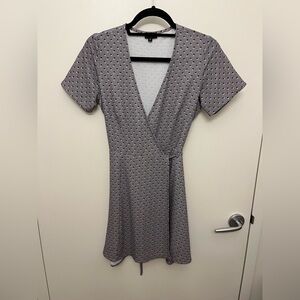 Elegant Gray Polka Dot Dress